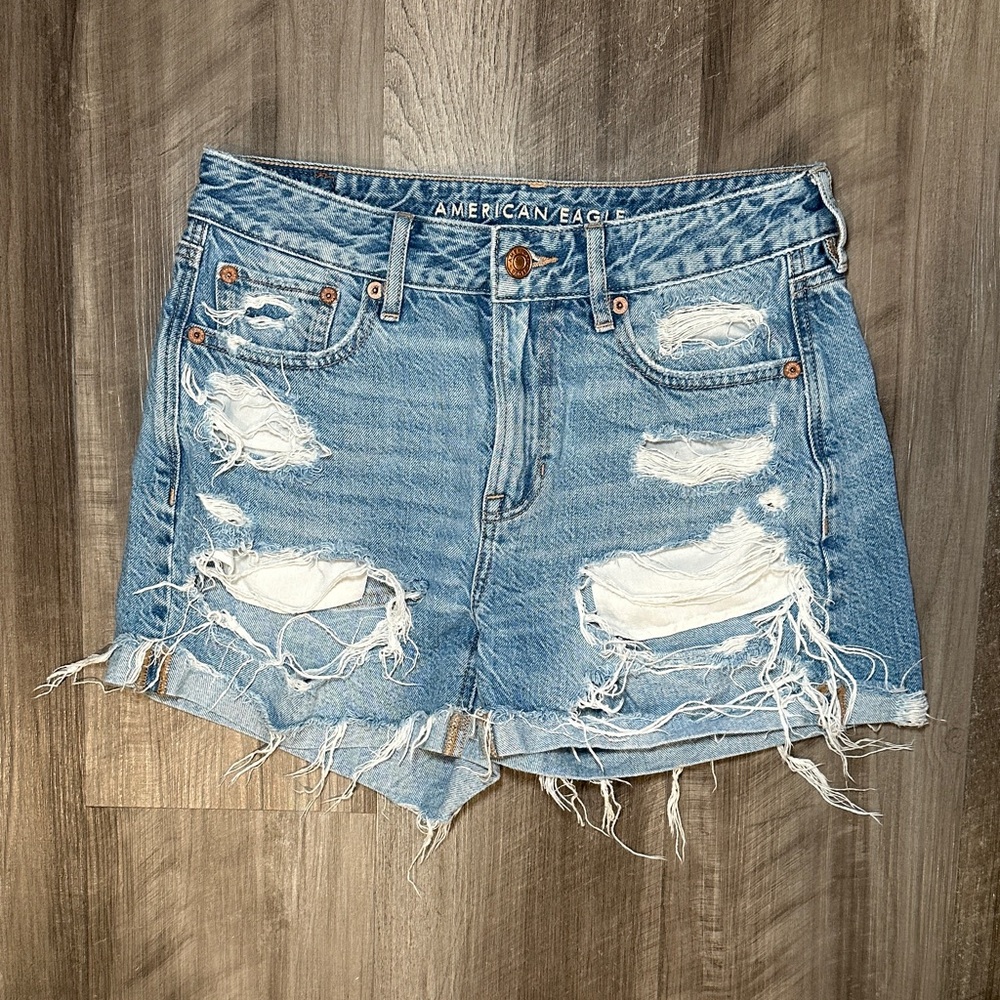 American Eagle Outfitters Tomgirl Destroyed Denim Shorts - 0